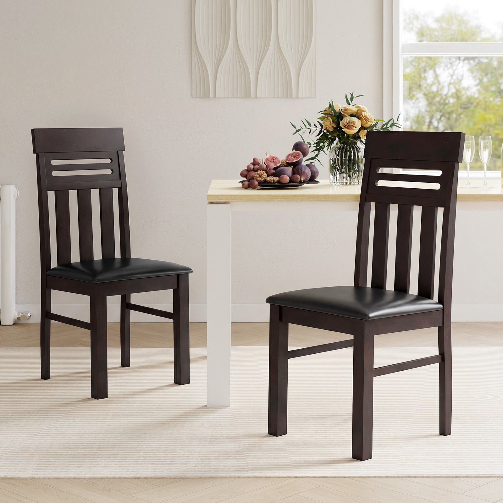 Dining Chairs High Back Dining Room Chairs Set of 2-Brown