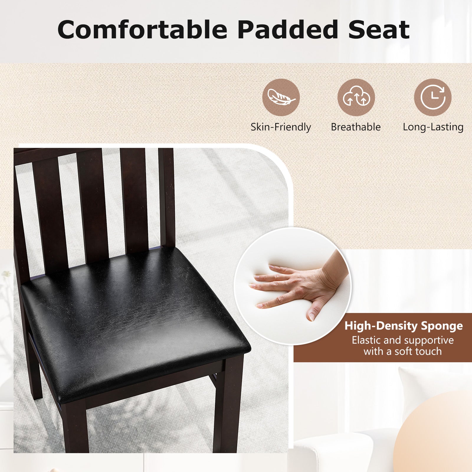 Dining Chairs High Back Dining Room Chairs Set of 2-Brown