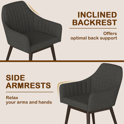 Dining Chairs Set of 2 Upholstered Accent Chairs with Comfy Padded Backrest and Seat-Black