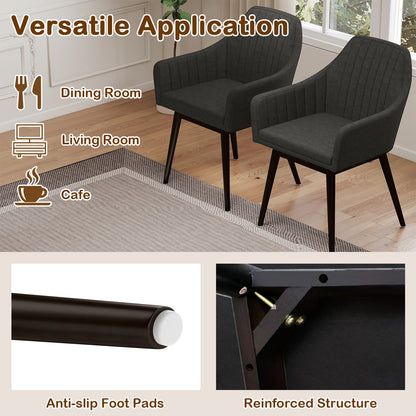 Dining Chairs Set of 2 Upholstered Accent Chairs with Comfy Padded Backrest and Seat-Black