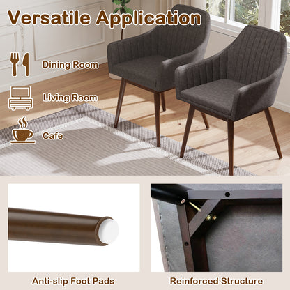 Dining Chairs Set of 2 Upholstered Accent Chairs with Comfy Padded Backrest and Seat-Gray