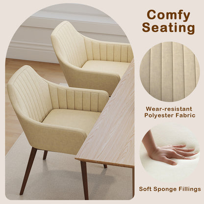 Dining Chairs Set of 2 Upholstered Accent Chairs with Comfy Padded Backrest and Seat-Beige