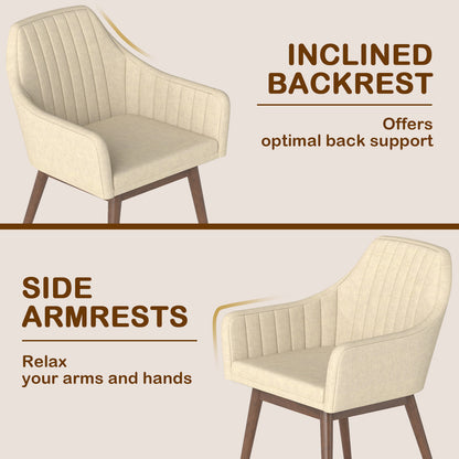 Dining Chairs Set of 2 Upholstered Accent Chairs with Comfy Padded Backrest and Seat-Beige