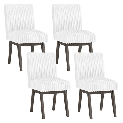 Dining Chairs Set of 4 Fabric Upholstered Kitchen Chairs with Padded Seat and Rubber Wood Legs-White+Gray