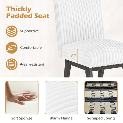 Dining Chairs Set of 4 Fabric Upholstered Kitchen Chairs with Padded Seat and Rubber Wood Legs-White+Gray