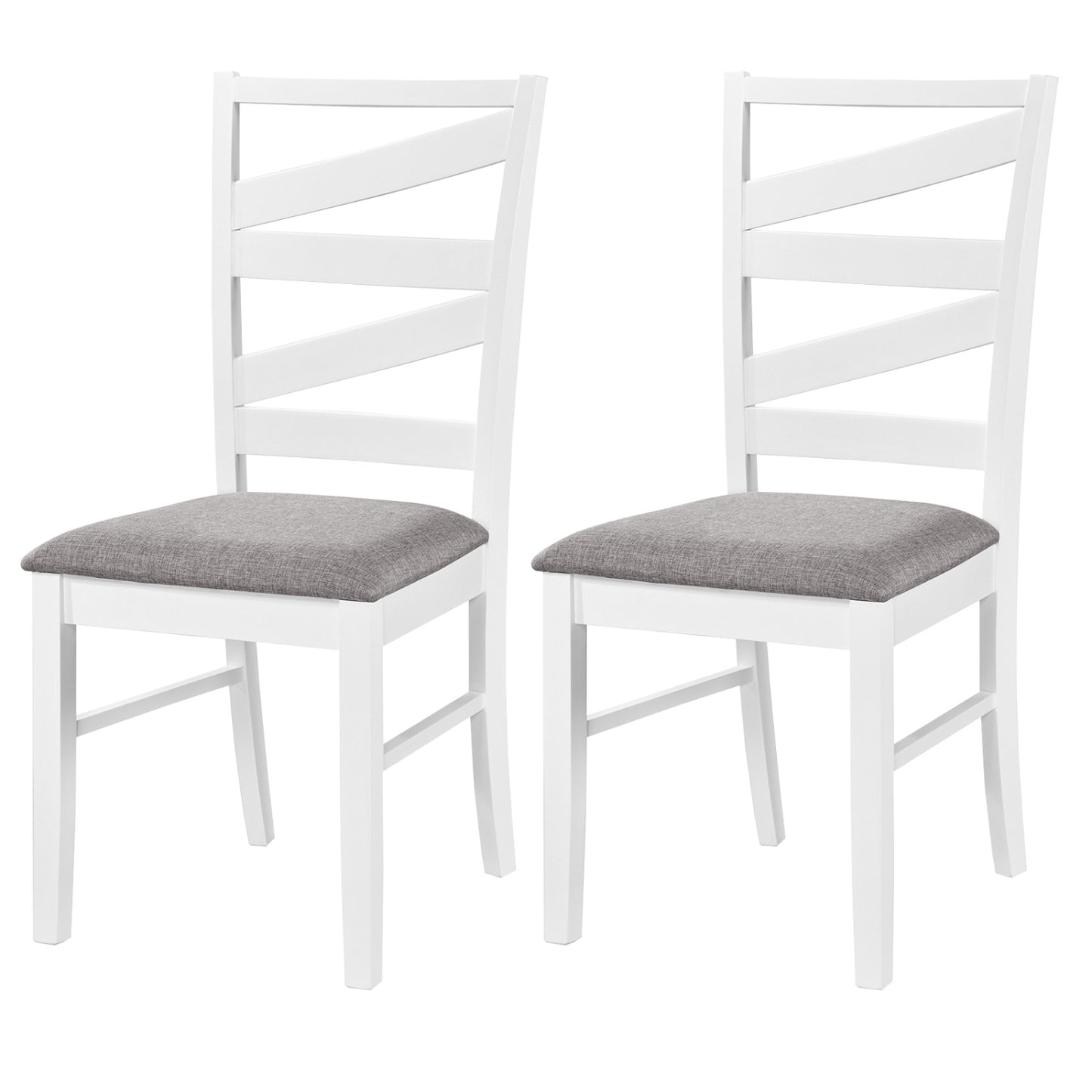 Dining Chairs Set of 2 with Backrests and Rubber Wood Frames