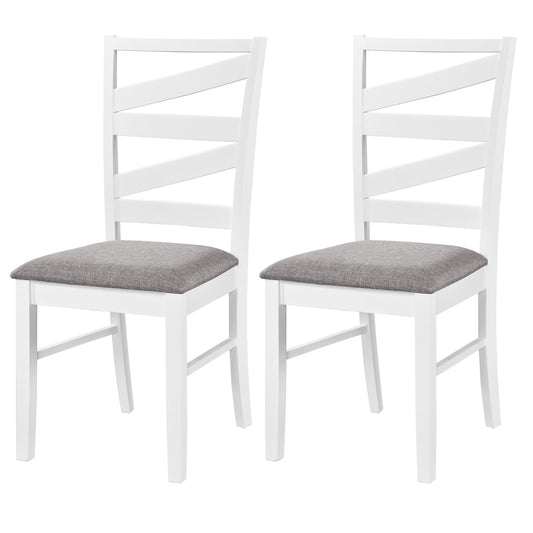Dining Chairs Set of 2 with Backrests and Rubber Wood Frames