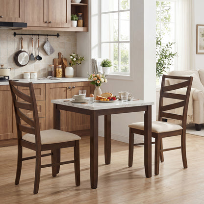 Dining Chairs Set of 2 with Backrests and Rubber Wood Frames