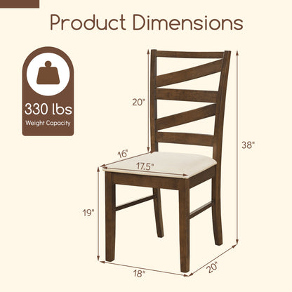 Dining Chairs Set of 4 with Backrests and Rubber Wood Frames