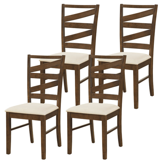 Dining Chairs Set of 4 with Backrests and Rubber Wood Frames