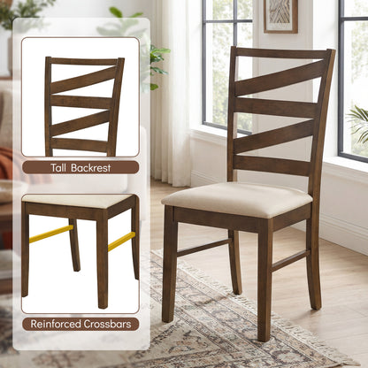 Dining Chairs Set of 4 with Backrests and Rubber Wood Frames
