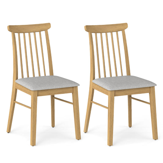 Dining Chairs Set of 2 Fabric Upholstered Kitchen Armless Chairs with Rubber Wood Frame
