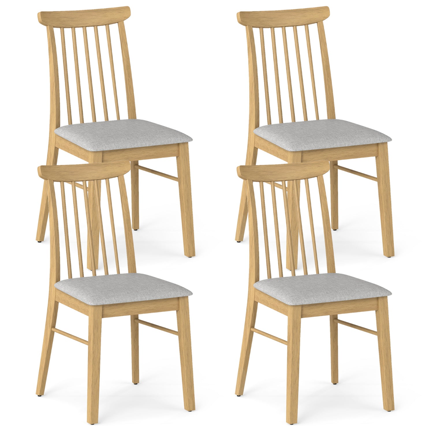 Dining Chairs Set of 4 Fabric Upholstered Kitchen Armless Chairs with Rubber Wood Frame