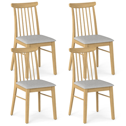 Dining Chairs Set of 4 Fabric Upholstered Kitchen Armless Chairs with Rubber Wood Frame