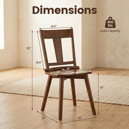 Solid Wood Dining Chairs Set of 2 with Ergonomic Backrest