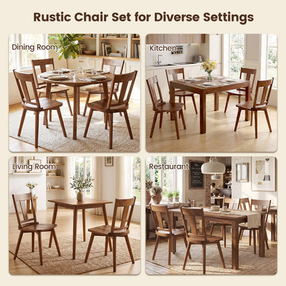 Solid Wood Dining Chairs Set of 2 with Ergonomic Backrest