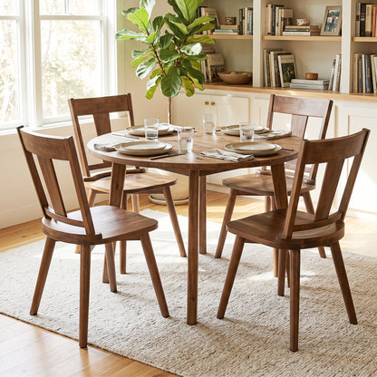 Solid Wood Dining Chairs Set of 4 with Curved Backrest
