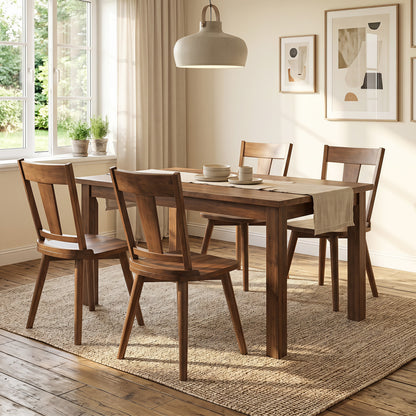 Solid Wood Dining Chairs Set of 4 with Curved Backrest