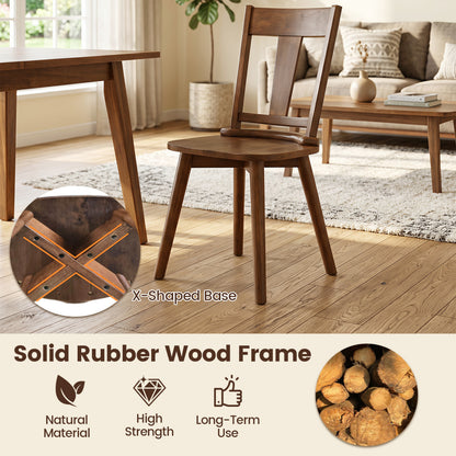Solid Wood Dining Chairs Set of 4 with Curved Backrest