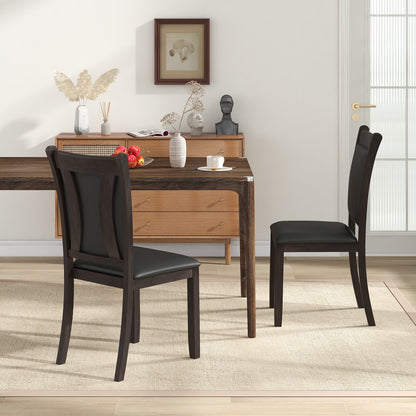 Dining Chairs Set of 2 Faux Leather Upholstered Kitchen Side Chairs with Padded Seat-Gray