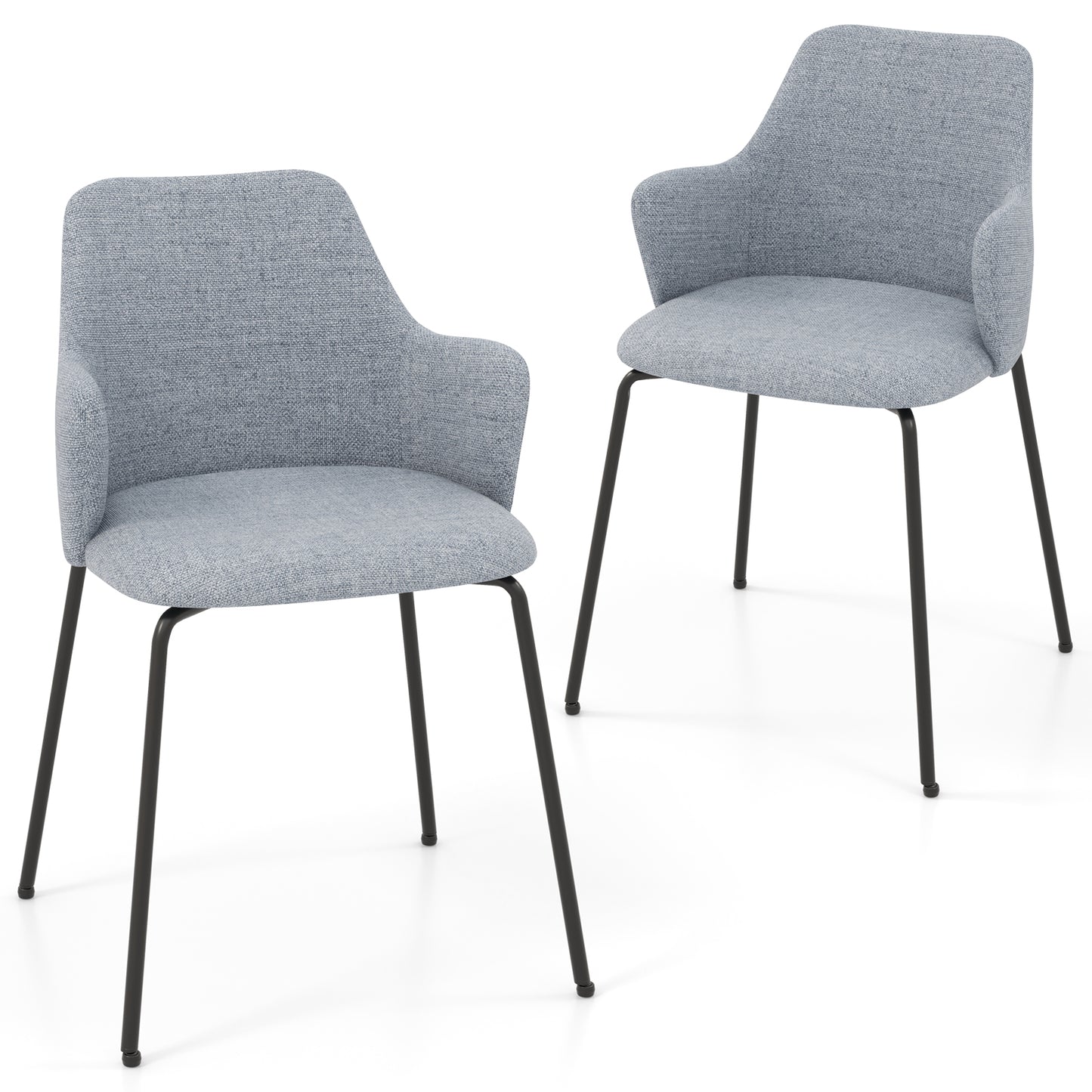Dining Chairs Set of 2 with Curved Backrest Wide Seat and Armrests