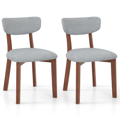 Dining Chairs Set of 2 Upholstered Mid-Back Chairs with Solid Rubber Wood Frame