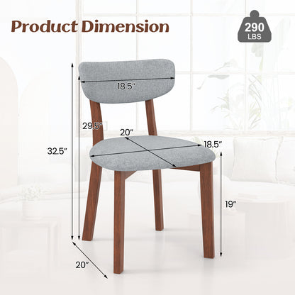 Dining Chairs Set of 2 Upholstered Mid-Back Chairs with Solid Rubber Wood Frame