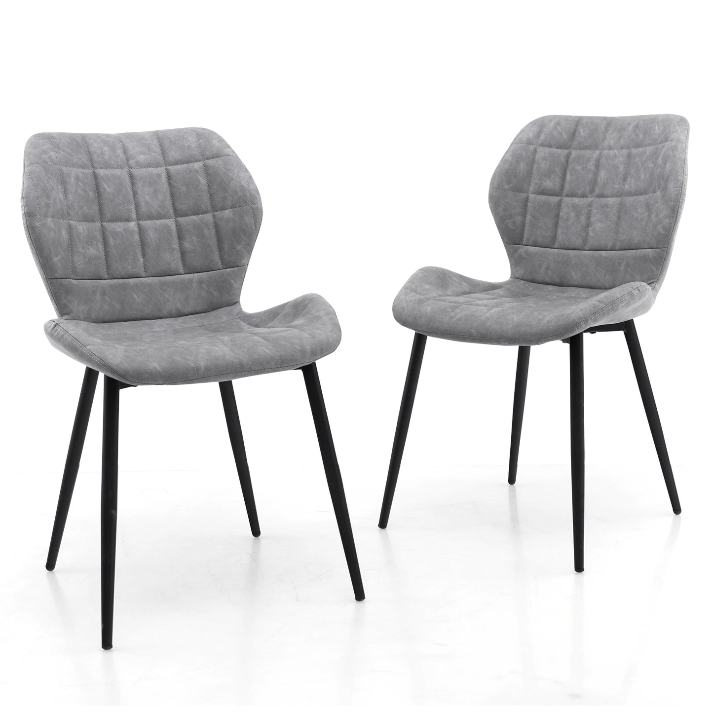 Dining Chairs Set of 2 with Padded Back Metal Legs and Adjustable Foot Pads
