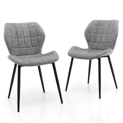 Dining Chairs Set of 2 with Padded Back Metal Legs and Adjustable Foot Pads