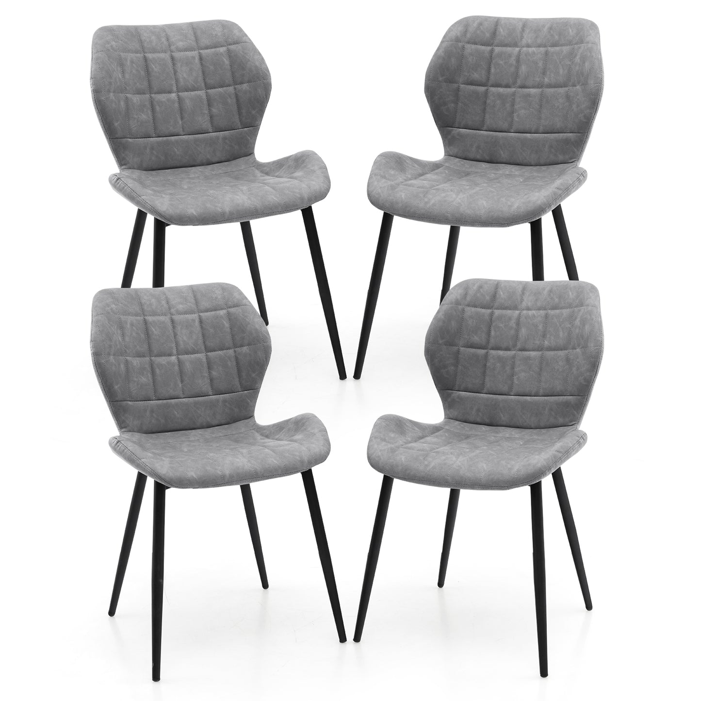 Dining Chairs Set of 2 with Padded Back Metal Legs and Adjustable Foot Pads