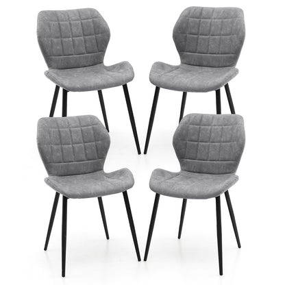 Dining Chairs Set of 2 with Padded Back Metal Legs and Adjustable Foot Pads