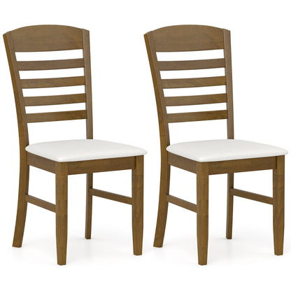 Dining Chairs Set of 2 with Rubber Wood Frame and Padded Seat-Walnut