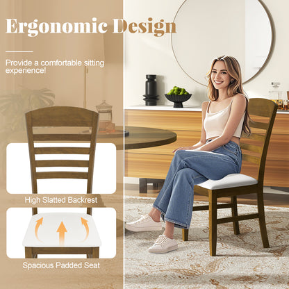 Dining Chairs Set of 2 with Rubber Wood Frame and Padded Seat-Walnut