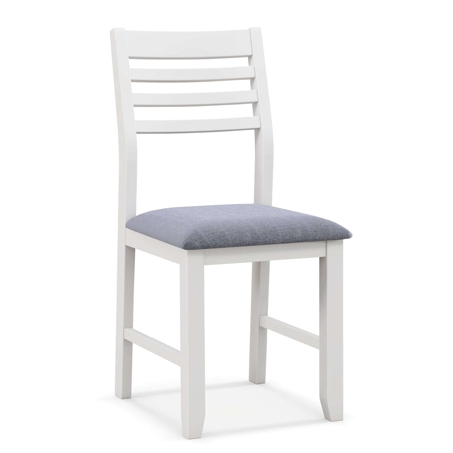 Wooden Dining Chair Set of 2 with Rubber Wood Frame and Padded Cushion