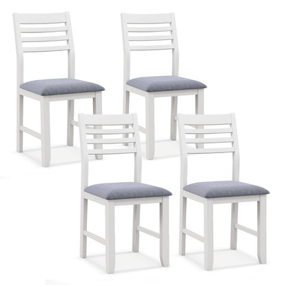 Wooden Dining Chair Set of 2 with Rubber Wood Frame and Padded Cushion
