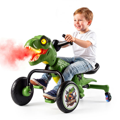 Dinosaur Drift Tricycle with Lights, Sound & Spray