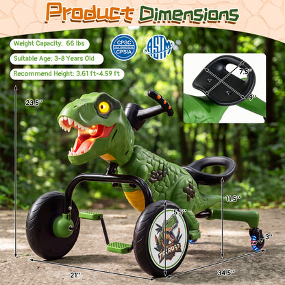 Dinosaur Drift Tricycle with Lights, Sound & Spray