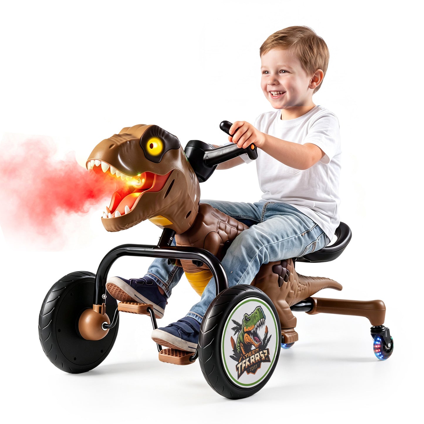 Dinosaur Drift Tricycle with Lights, Sound & Spray