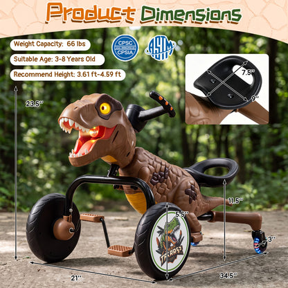 Dinosaur Drift Tricycle with Lights, Sound & Spray