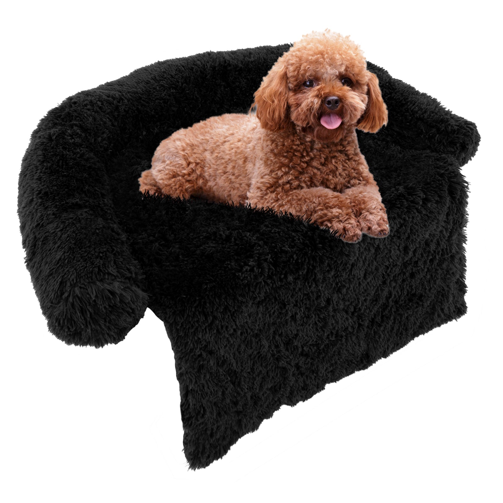 Plush Calming Dog Couch Bed with Anti-Slip Bottom-L - S