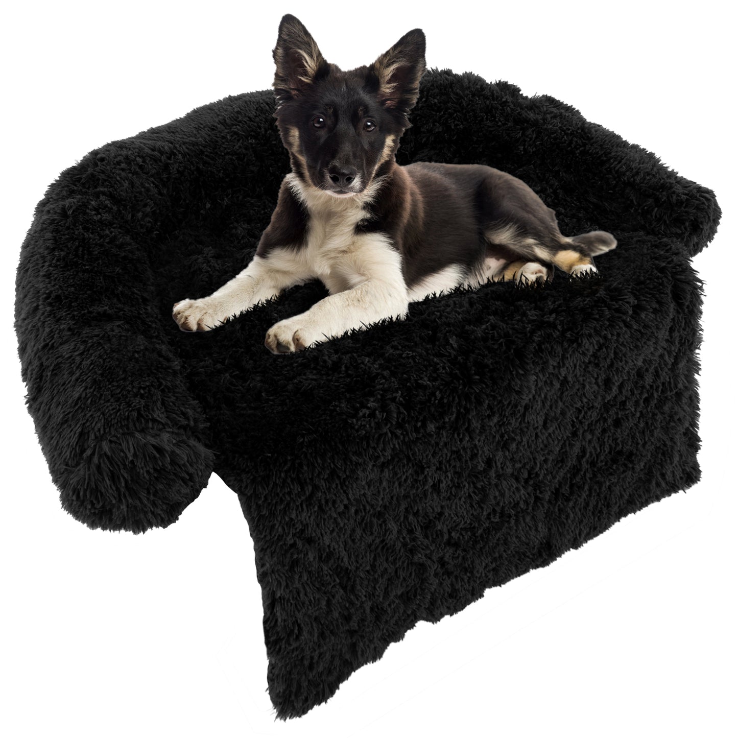 Plush Calming Dog Couch Bed with Anti-Slip Bottom-L - M