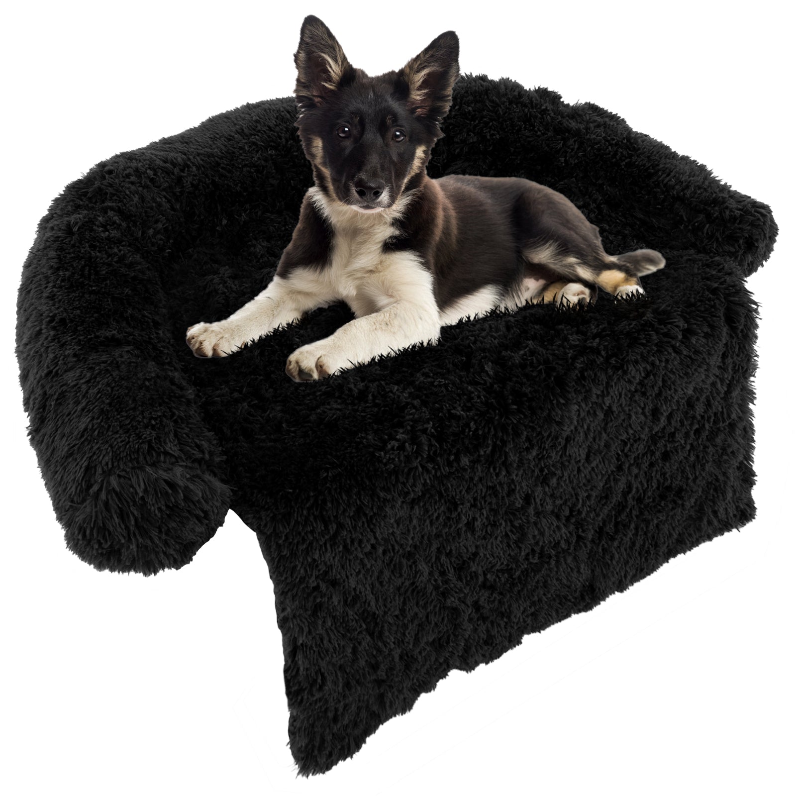 Plush Calming Dog Couch Bed with Anti-Slip Bottom-L - M