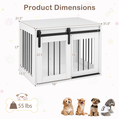 Dog Crate Furniture Heavy Duty Dog Kennel with Sliding Barn Door