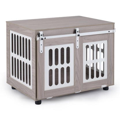 Dog Crate Furniture with Sliding Barn Door for Small Medium Dogs