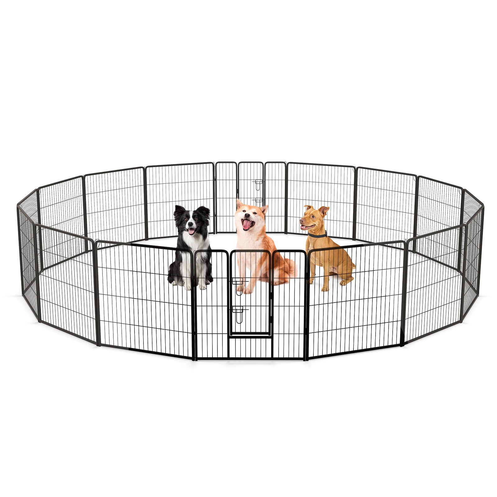 16 Panel 24/32/40 Inches Height Dog Playpen with Lock and Large Door-40 inches - 32 Inches