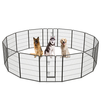 16 Panel 24/32/40 Inches Height Dog Playpen with Lock and Large Door-40 inches - 40 Inches