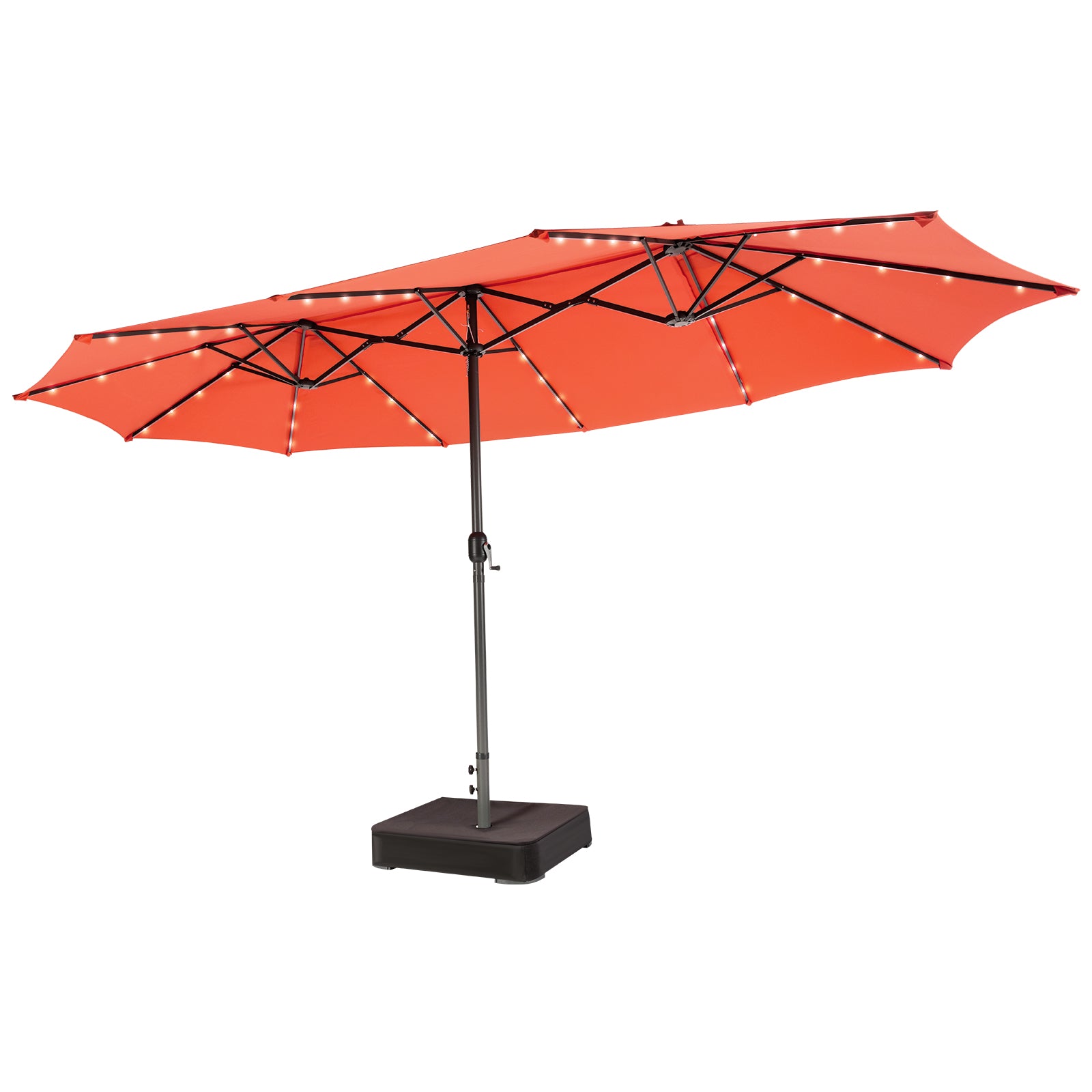 15 Feet Double-Sided Patio Umbrella with 48 LED Lights-Navy - Orange
