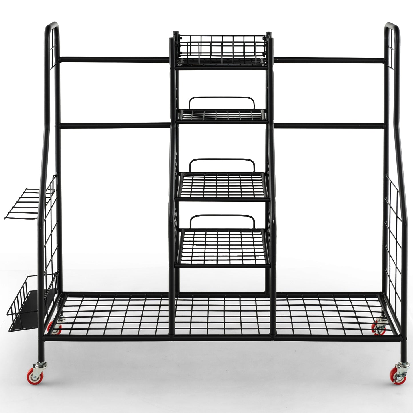 Double Golf Bag Rack with Removable Golf Club Stand and Wheels-Black