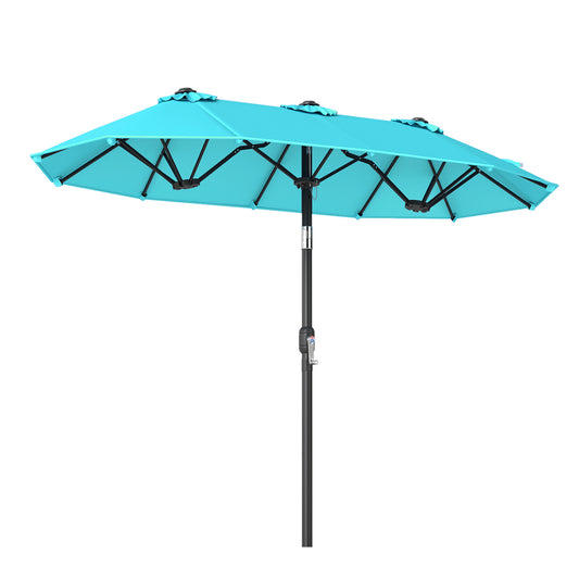 Double-Sided Patio Umbrella with Push Button Tilt Crank Handle