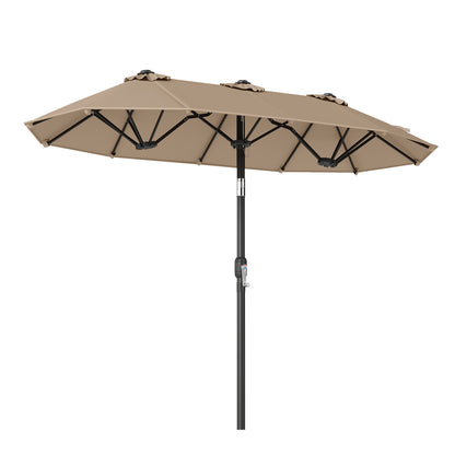 Double-Sided Patio Umbrella with Push Button Tilt Crank Handle